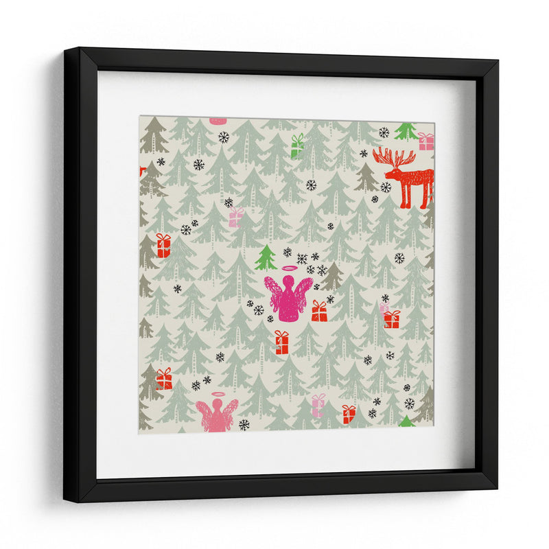 Patrón de ángel y renos de invierno de Navidad - Annick | Cuadro decorativo de Canvas Lab