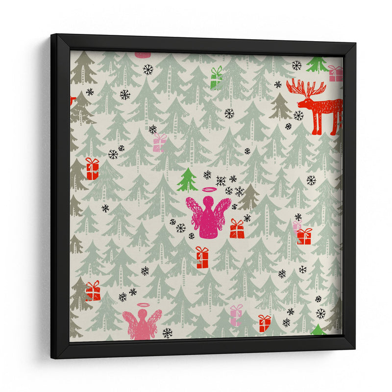 Patrón de ángel y renos de invierno de Navidad - Annick | Cuadro decorativo de Canvas Lab