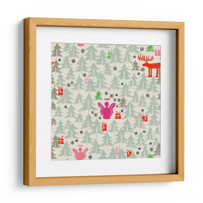 Patrón de ángel y renos de invierno de Navidad - Annick | Cuadro decorativo de Canvas Lab
