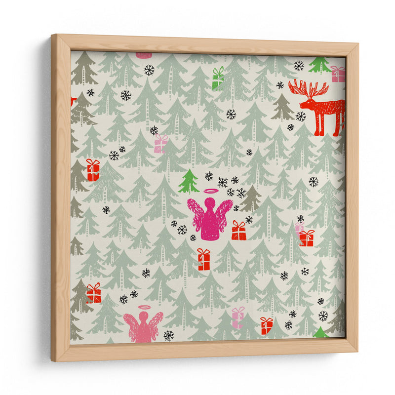 Patrón de ángel y renos de invierno de Navidad - Annick | Cuadro decorativo de Canvas Lab