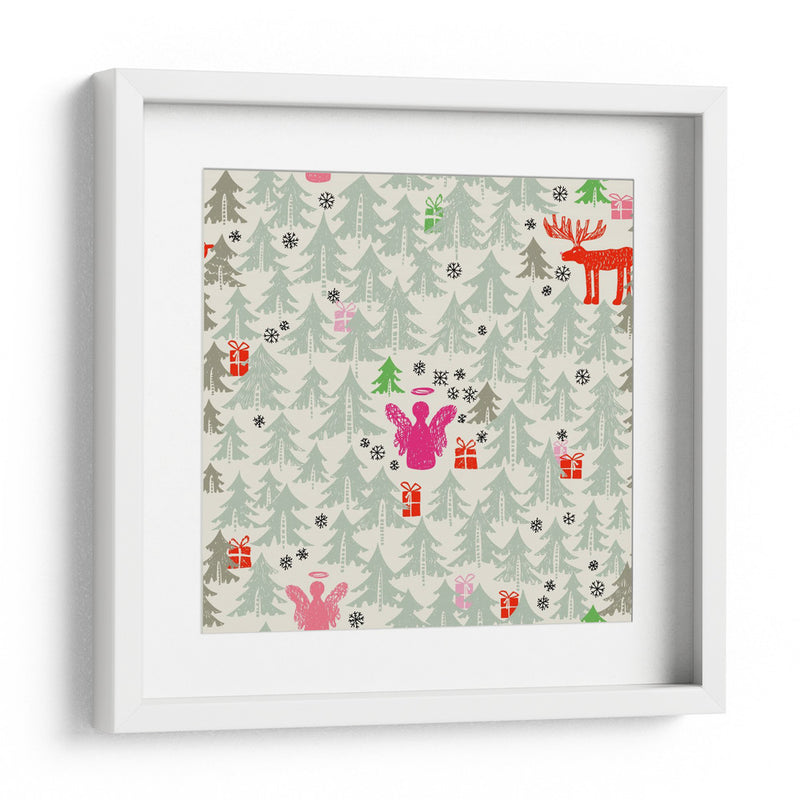 Patrón de ángel y renos de invierno de Navidad - Annick | Cuadro decorativo de Canvas Lab