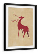 Ciervo retro estilizado rojo/marrón claro - Rosana Laiz Blursbyai | Cuadro decorativo de Canvas Lab