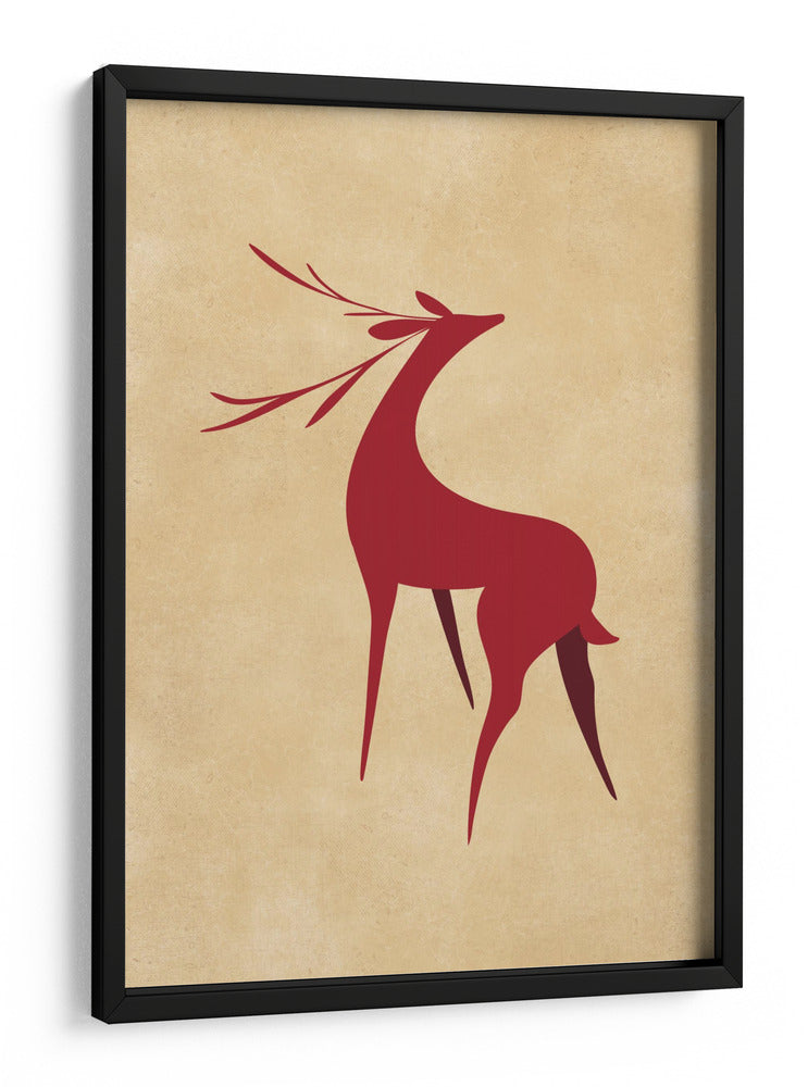 Ciervo retro estilizado rojo/marrón claro - Rosana Laiz Blursbyai | Cuadro decorativo de Canvas Lab