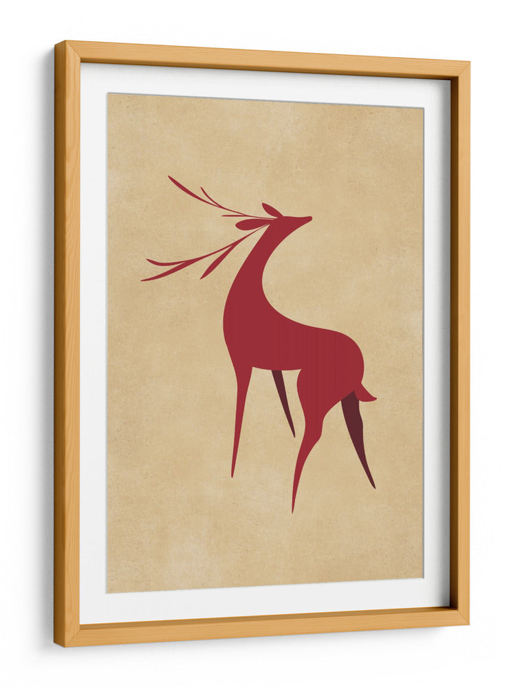 Ciervo retro estilizado rojo/marrón claro - Rosana Laiz Blursbyai | Cuadro decorativo de Canvas Lab