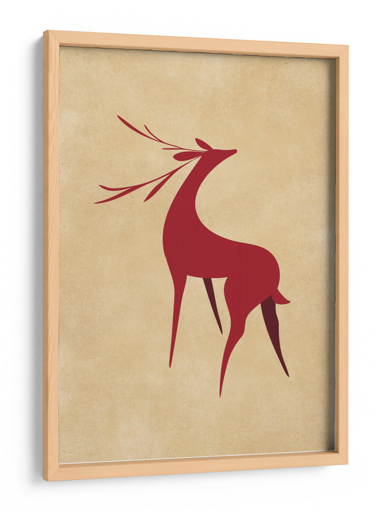 Ciervo retro estilizado rojo/marrón claro - Rosana Laiz Blursbyai | Cuadro decorativo de Canvas Lab