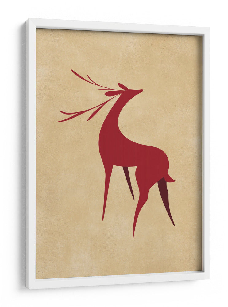 Ciervo retro estilizado rojo/marrón claro - Rosana Laiz Blursbyai | Cuadro decorativo de Canvas Lab