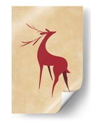 Ciervo retro estilizado rojo/marrón claro - Rosana Laiz Blursbyai | Cuadro decorativo de Canvas Lab