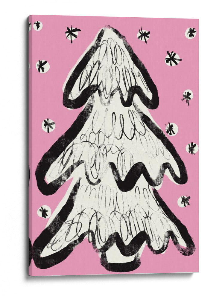 Árbol de Navidad y nieve rosa - Treechild | Cuadro decorativo de Canvas Lab