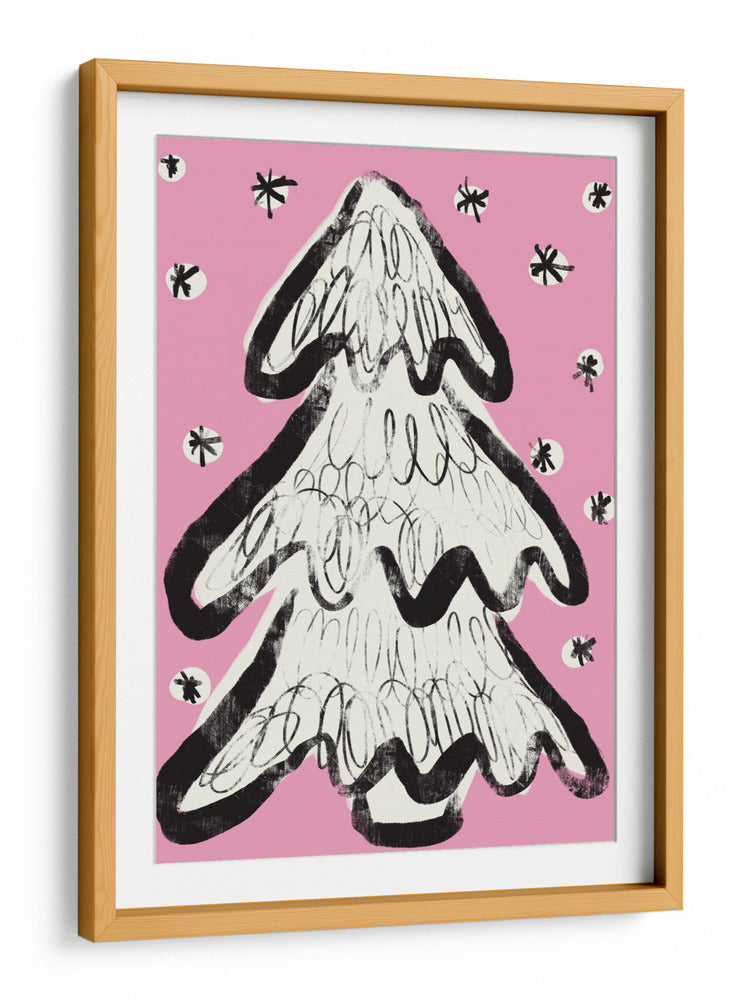 Árbol de Navidad y nieve rosa - Treechild | Cuadro decorativo de Canvas Lab