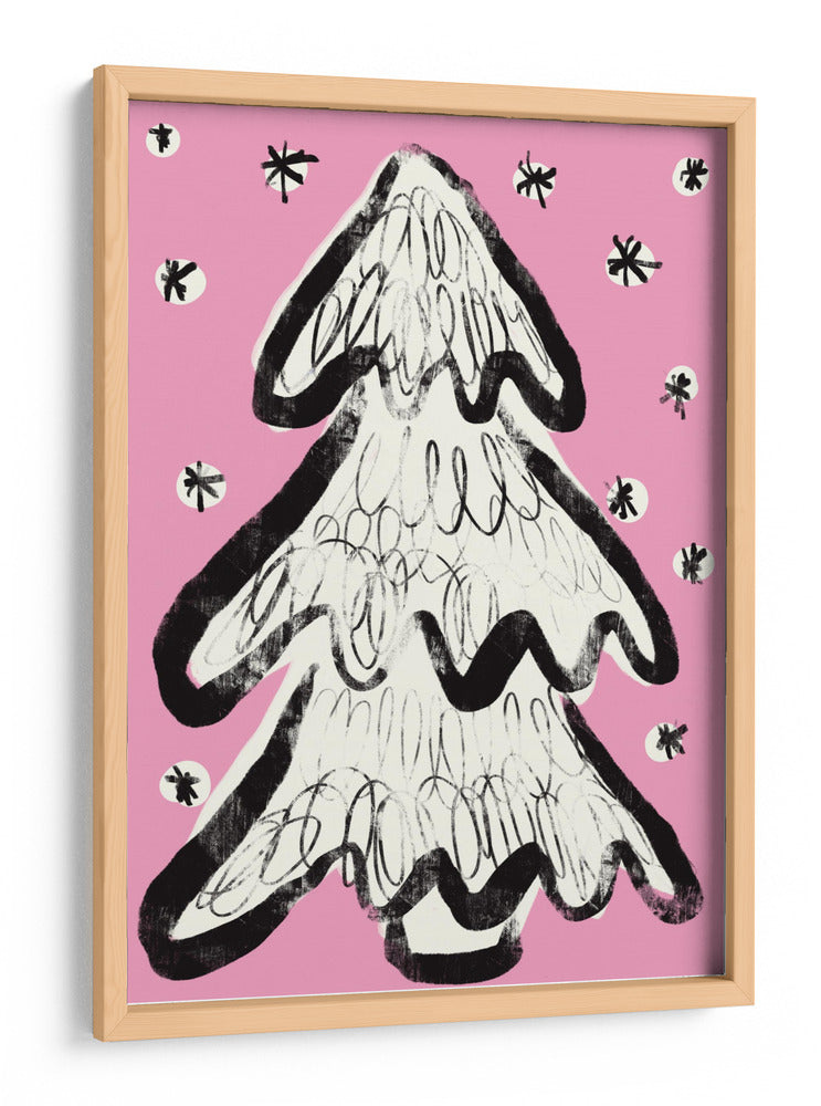 Árbol de Navidad y nieve rosa - Treechild | Cuadro decorativo de Canvas Lab