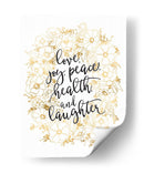 Deseos navideños con flores doradas - Rosana Laiz Blursbyai | Cuadro decorativo de Canvas Lab