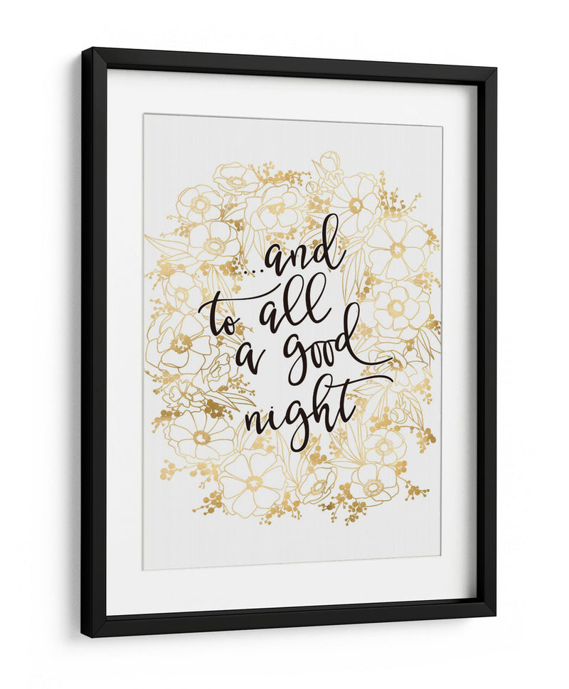 Y a todos, una buena noche con flores doradas - Rosana Laiz Blursbyai | Cuadro decorativo de Canvas Lab