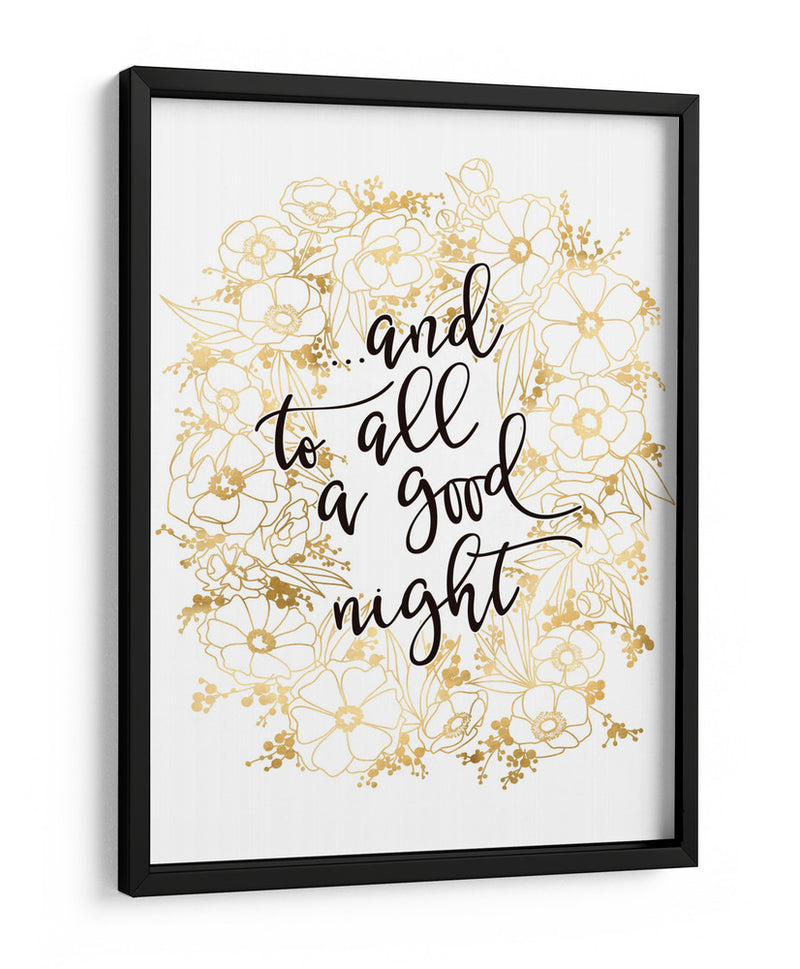 Y a todos, una buena noche con flores doradas - Rosana Laiz Blursbyai | Cuadro decorativo de Canvas Lab