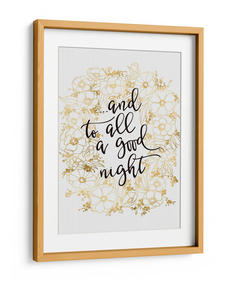 Y a todos, una buena noche con flores doradas - Rosana Laiz Blursbyai | Cuadro decorativo de Canvas Lab