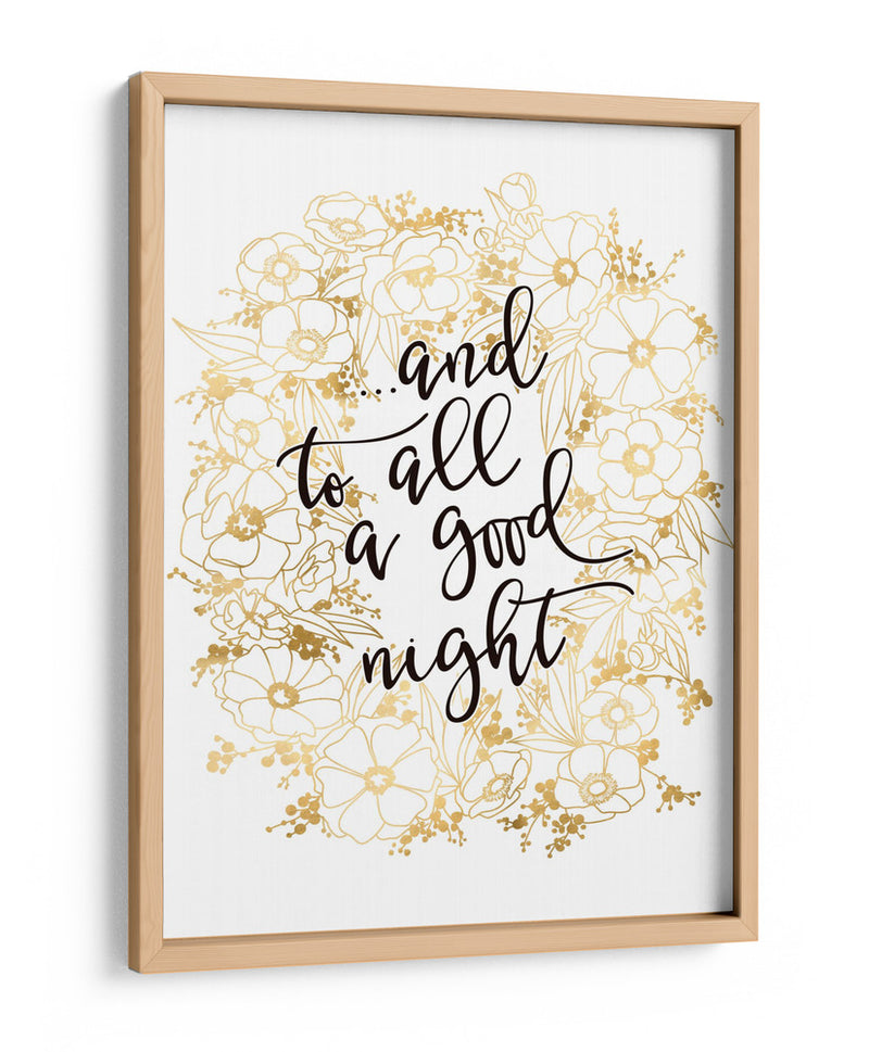 Y a todos, una buena noche con flores doradas - Rosana Laiz Blursbyai | Cuadro decorativo de Canvas Lab