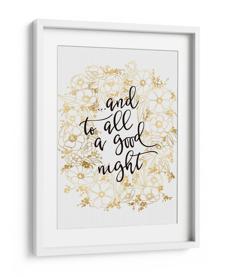 Y a todos, una buena noche con flores doradas - Rosana Laiz Blursbyai | Cuadro decorativo de Canvas Lab