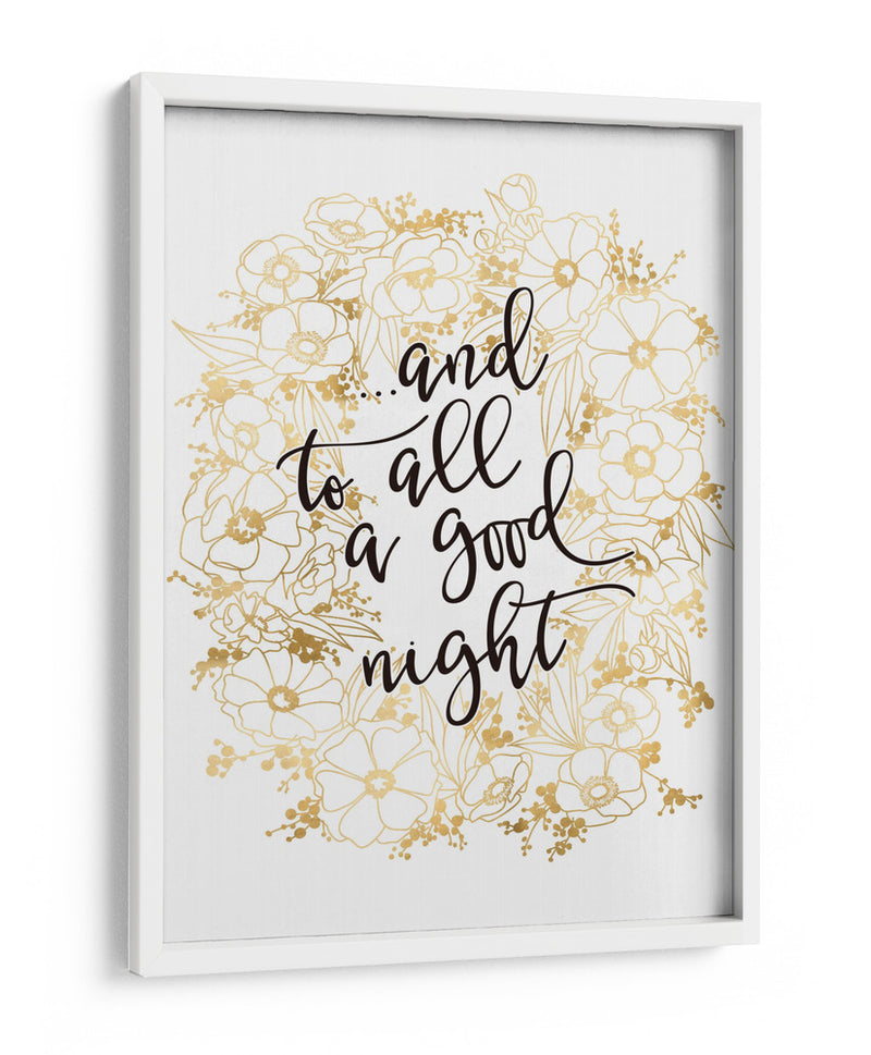Y a todos, una buena noche con flores doradas - Rosana Laiz Blursbyai | Cuadro decorativo de Canvas Lab