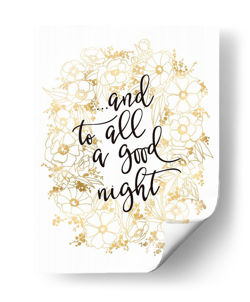 Y a todos, una buena noche con flores doradas - Rosana Laiz Blursbyai | Cuadro decorativo de Canvas Lab