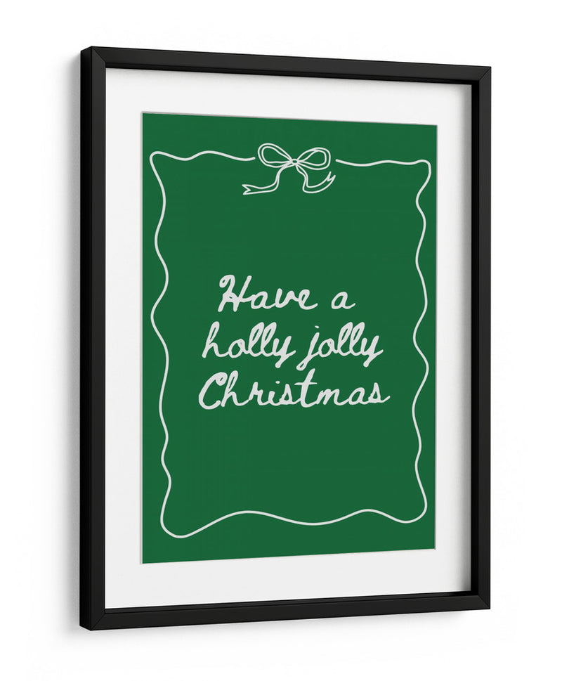 Holly Jolly - Borde de Lazo - Blanco sobre Verde - Jolly and Dash | Cuadro decorativo de Canvas Lab