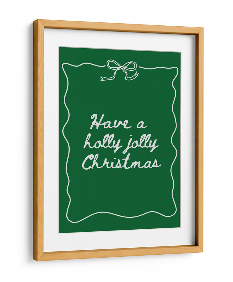 Holly Jolly - Borde de Lazo - Blanco sobre Verde - Jolly and Dash | Cuadro decorativo de Canvas Lab