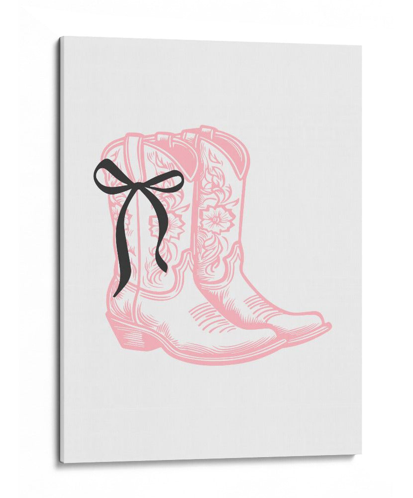 Botas Rosas de Vaquera con Lazo Negro - Jolly and Dash | Cuadro decorativo de Canvas Lab