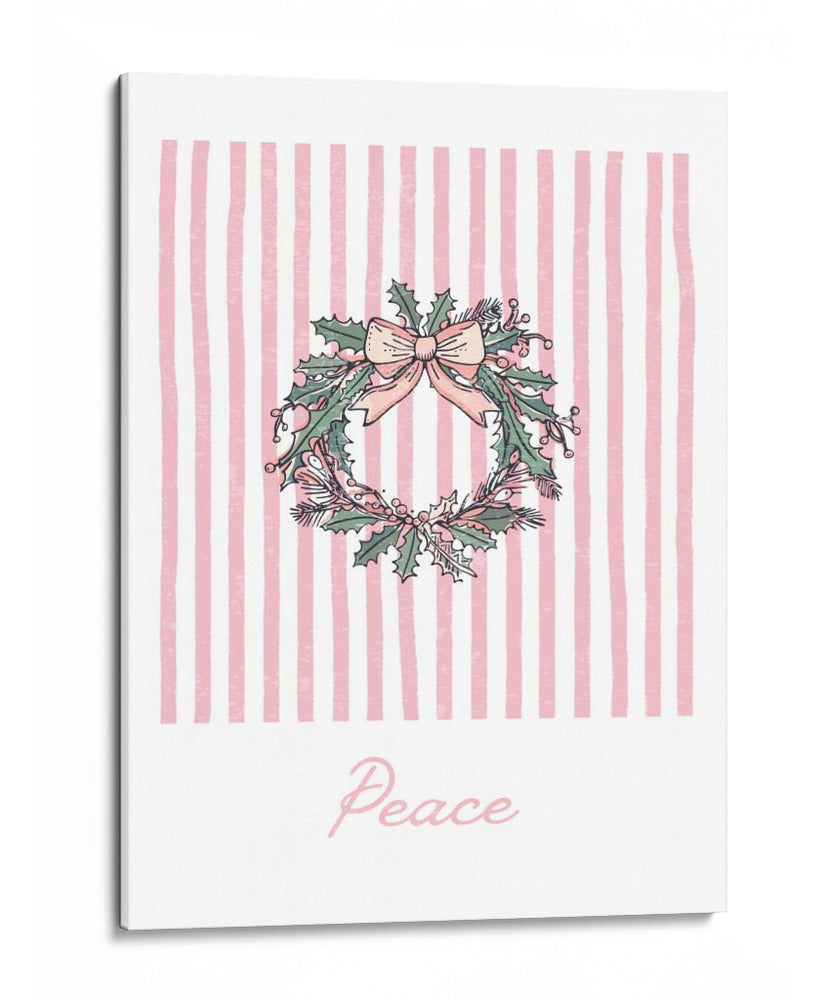 Corona de Navidad Paz - Rayas Rosadas - Jolly and Dash | Cuadro decorativo de Canvas Lab