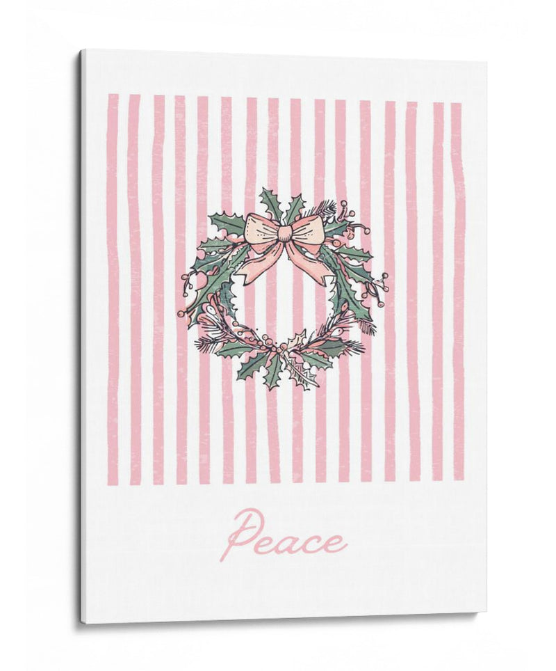 Corona de Navidad Paz - Rayas Rosadas - Jolly and Dash | Cuadro decorativo de Canvas Lab