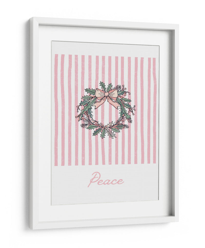 Corona de Navidad Paz - Rayas Rosadas - Jolly and Dash | Cuadro decorativo de Canvas Lab