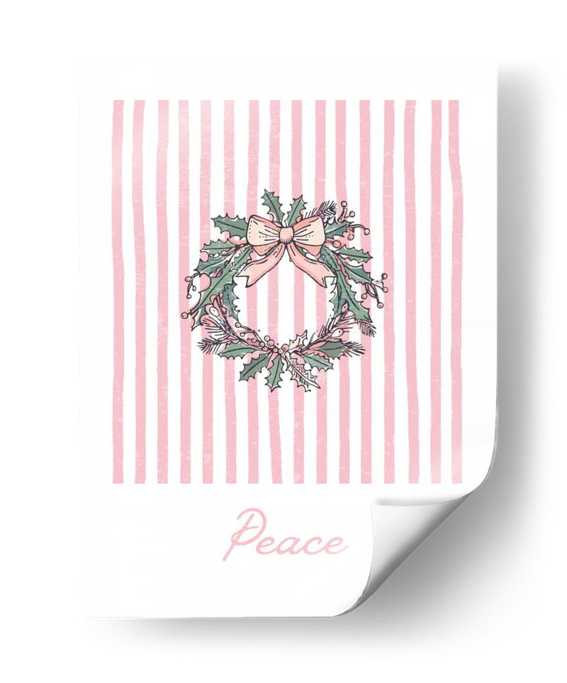 Corona de Navidad Paz - Rayas Rosadas - Jolly and Dash | Cuadro decorativo de Canvas Lab