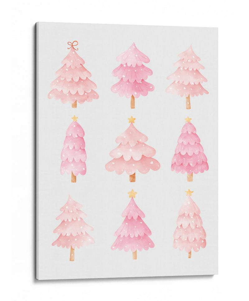 Nueve Árboles de Navidad Rosados - Jolly and Dash | Cuadro decorativo de Canvas Lab