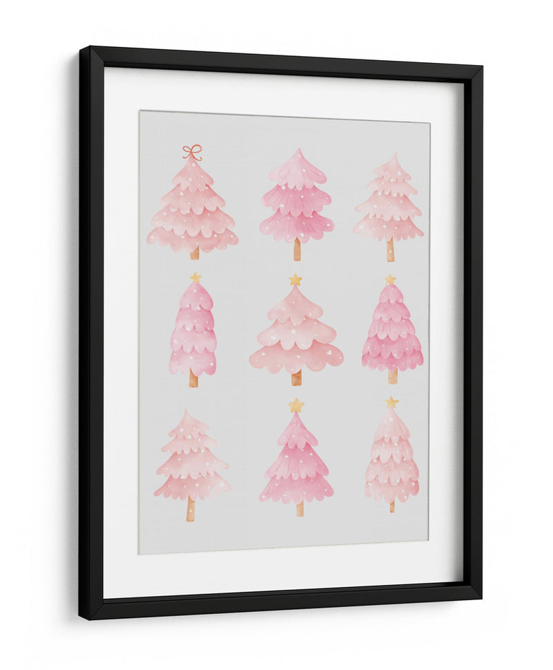Nueve Árboles de Navidad Rosados - Jolly and Dash | Cuadro decorativo de Canvas Lab