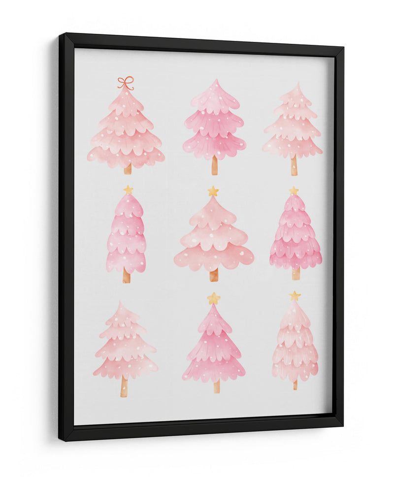 Nueve Árboles de Navidad Rosados - Jolly and Dash | Cuadro decorativo de Canvas Lab