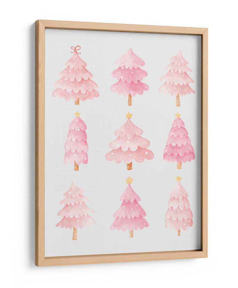 Nueve Árboles de Navidad Rosados - Jolly and Dash | Cuadro decorativo de Canvas Lab