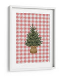 Árbol de Navidad sobre cuadros rojos festivos - Jolly and Dash | Cuadro decorativo de Canvas Lab