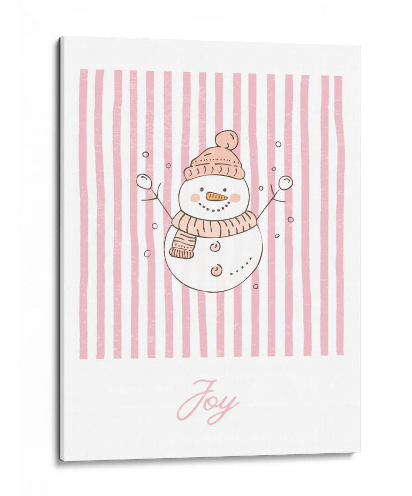 Alegría del Muñeco de Nieve - Rayas Rosas - Jolly and Dash | Cuadro decorativo de Canvas Lab