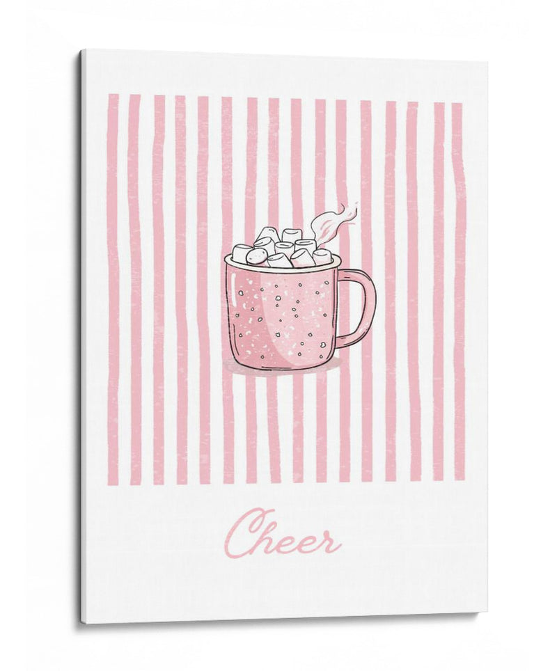 Alegría del chocolate caliente - Rayas rosadas - Jolly and Dash | Cuadro decorativo de Canvas Lab