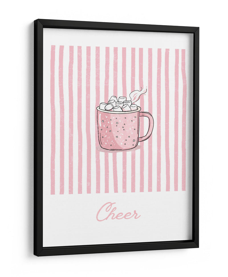 Alegría del chocolate caliente - Rayas rosadas - Jolly and Dash | Cuadro decorativo de Canvas Lab