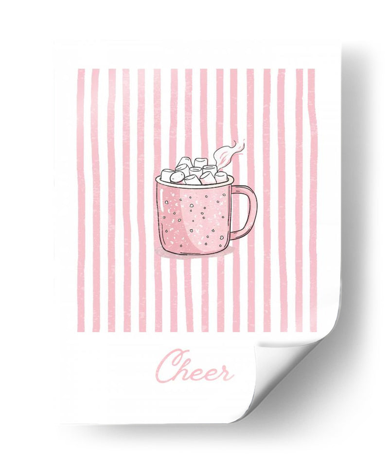 Alegría del chocolate caliente - Rayas rosadas - Jolly and Dash | Cuadro decorativo de Canvas Lab