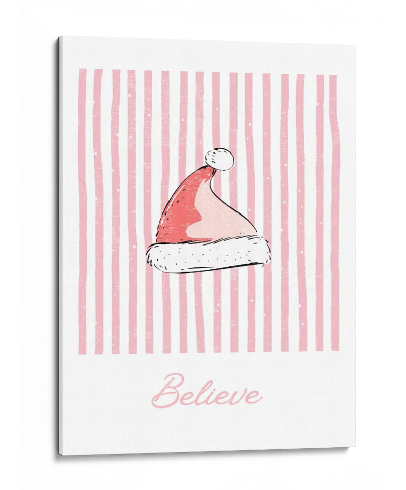Gorro de Santa Believe - Rayas Rosas - Jolly and Dash | Cuadro decorativo de Canvas Lab