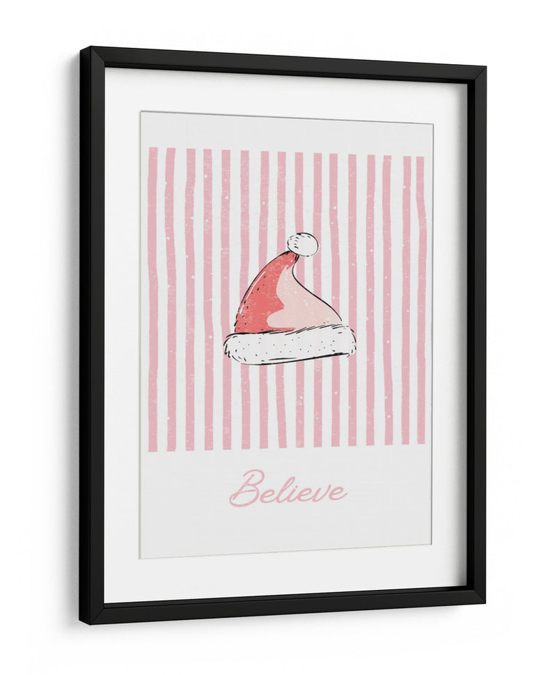 Gorro de Santa Believe - Rayas Rosas - Jolly and Dash | Cuadro decorativo de Canvas Lab