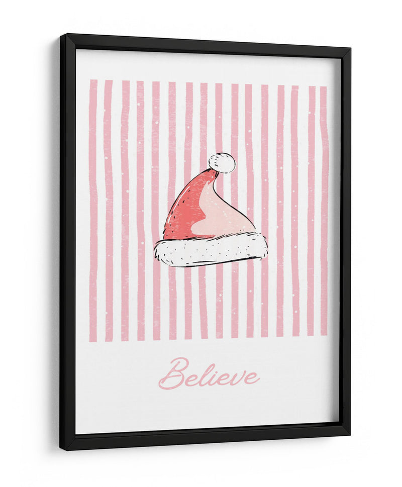 Gorro de Santa Believe - Rayas Rosas - Jolly and Dash | Cuadro decorativo de Canvas Lab