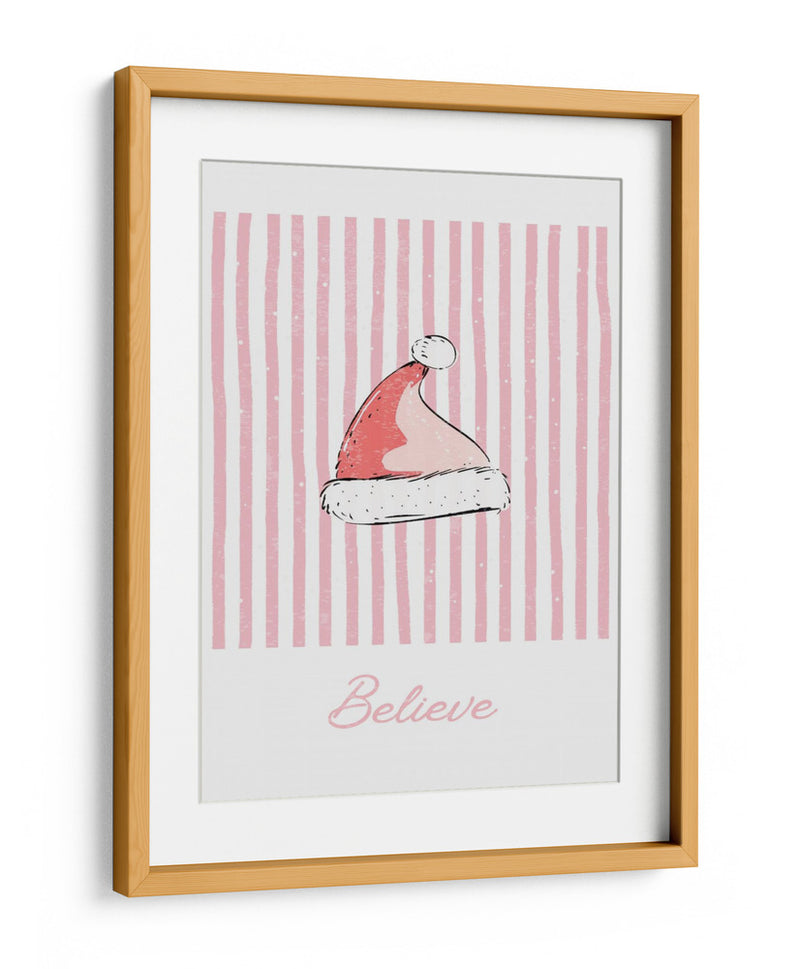 Gorro de Santa Believe - Rayas Rosas - Jolly and Dash | Cuadro decorativo de Canvas Lab