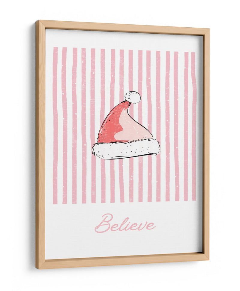 Gorro de Santa Believe - Rayas Rosas - Jolly and Dash | Cuadro decorativo de Canvas Lab