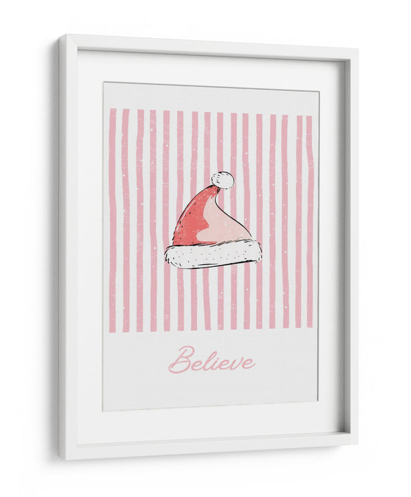 Gorro de Santa Believe - Rayas Rosas - Jolly and Dash | Cuadro decorativo de Canvas Lab
