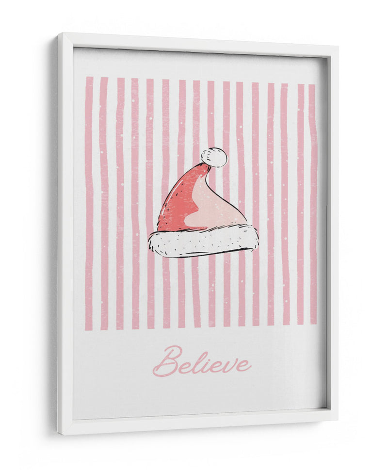Gorro de Santa Believe - Rayas Rosas - Jolly and Dash | Cuadro decorativo de Canvas Lab