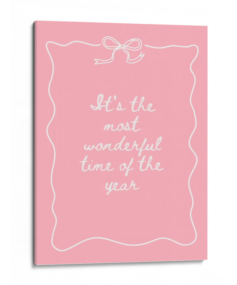 La Época Más Maravillosa del Año - Blanco sobre Rosa - Jolly and Dash | Cuadro decorativo de Canvas Lab