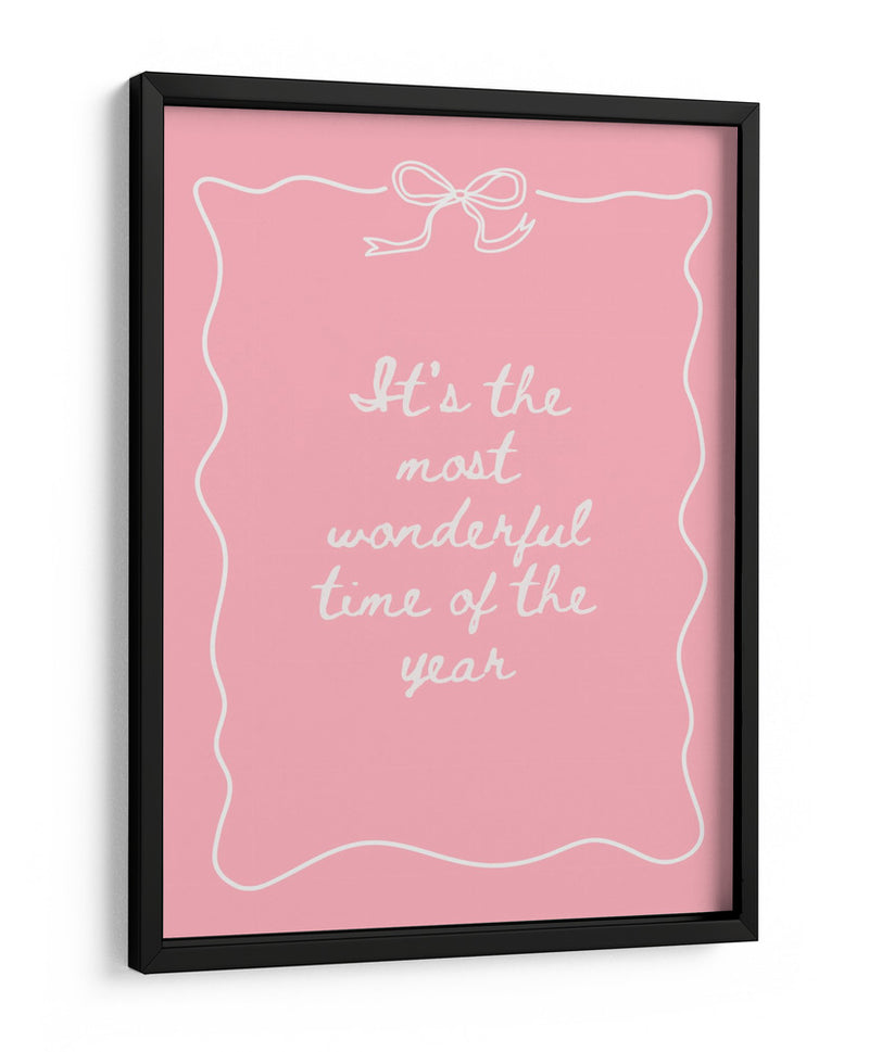 La Época Más Maravillosa del Año - Blanco sobre Rosa - Jolly and Dash | Cuadro decorativo de Canvas Lab