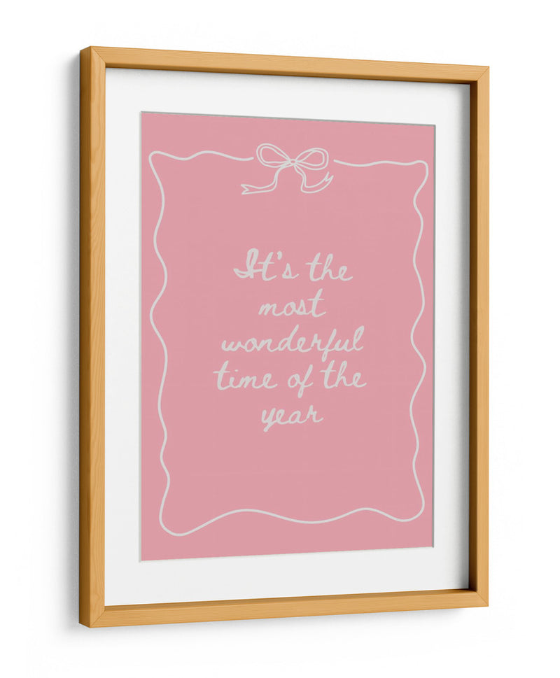 La Época Más Maravillosa del Año - Blanco sobre Rosa - Jolly and Dash | Cuadro decorativo de Canvas Lab