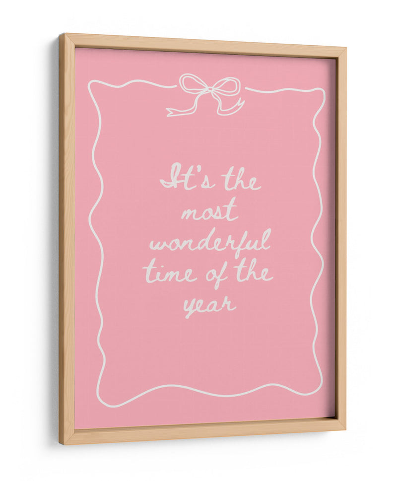 La Época Más Maravillosa del Año - Blanco sobre Rosa - Jolly and Dash | Cuadro decorativo de Canvas Lab