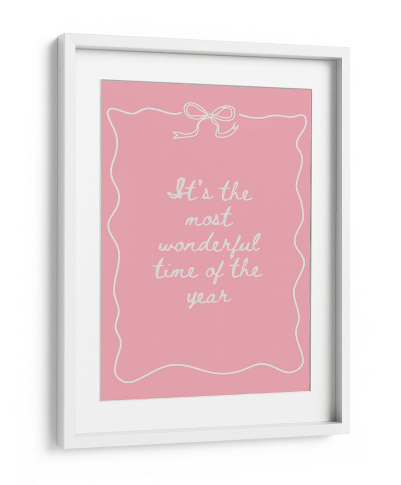 La Época Más Maravillosa del Año - Blanco sobre Rosa - Jolly and Dash | Cuadro decorativo de Canvas Lab